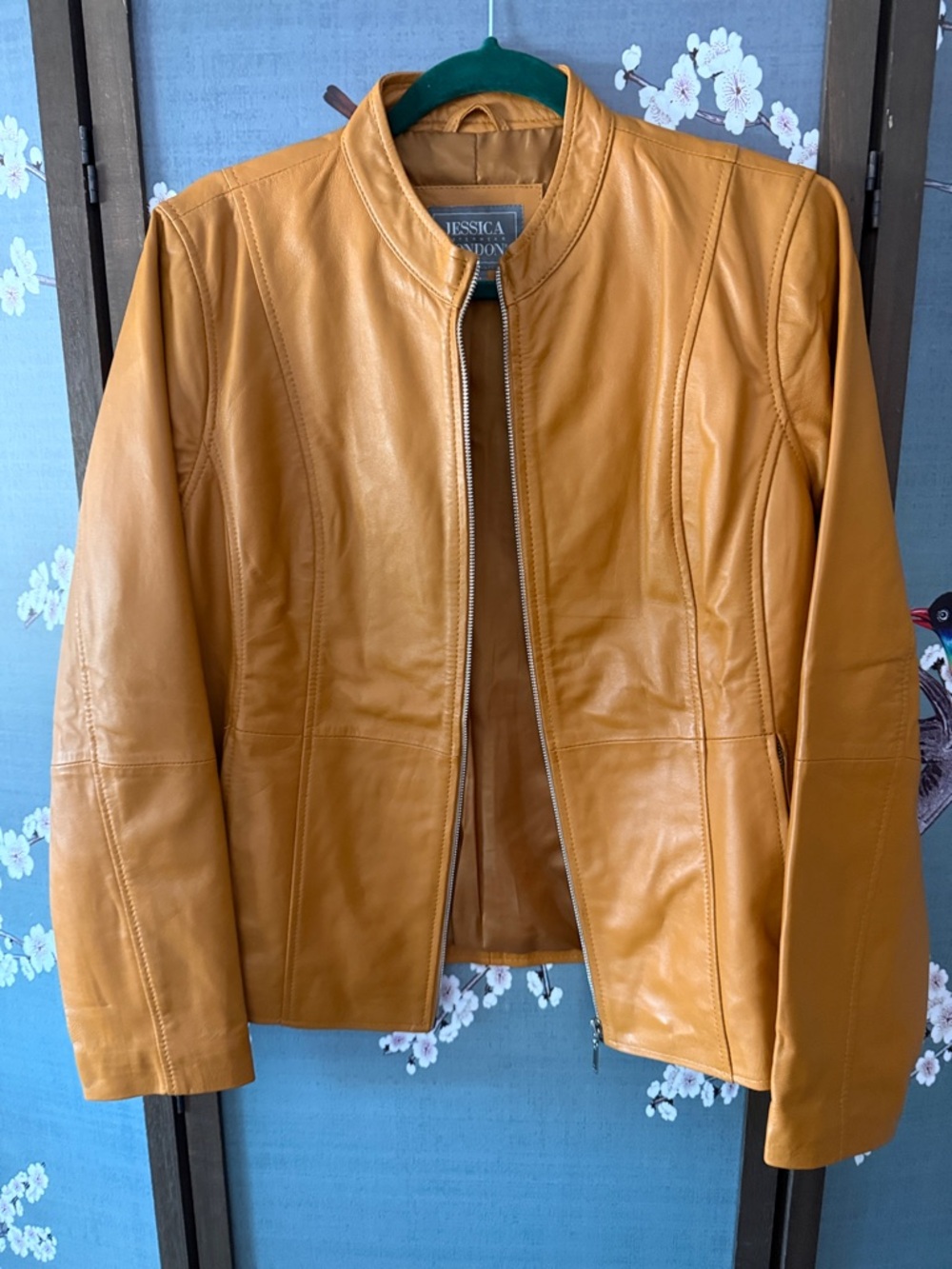 Jessica London Mustard Leather Zip-Front Jacket NWOT